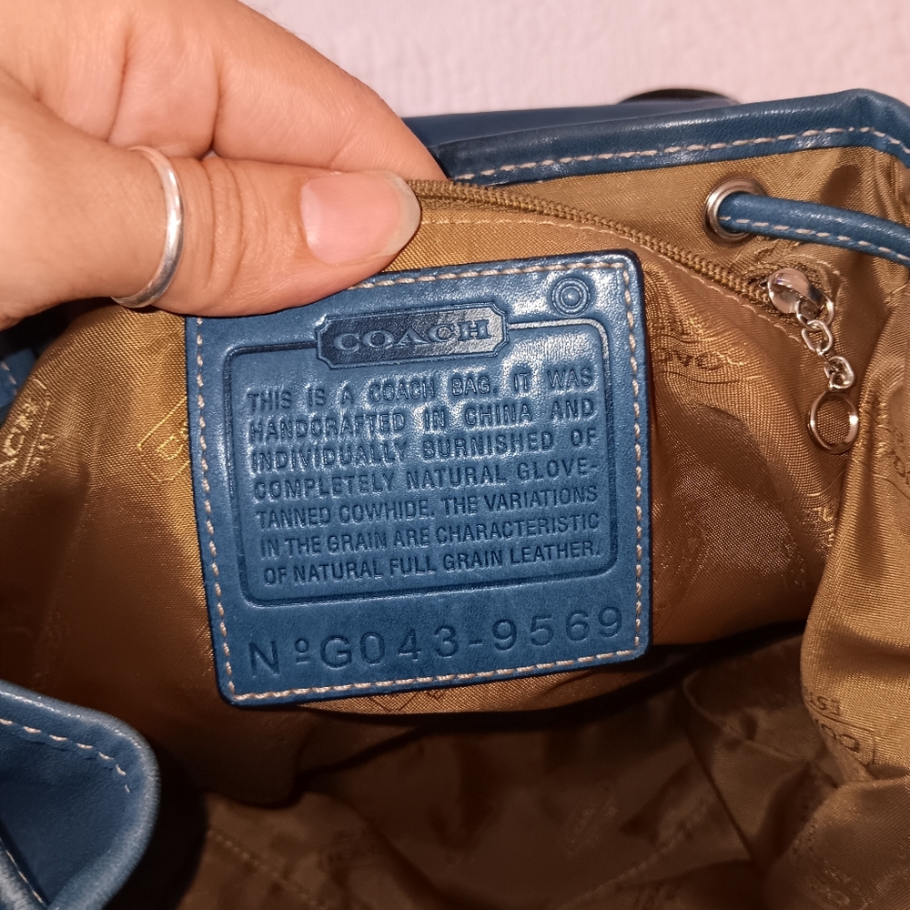 Coach Navy Leather Backpack - Picture 4 of 14